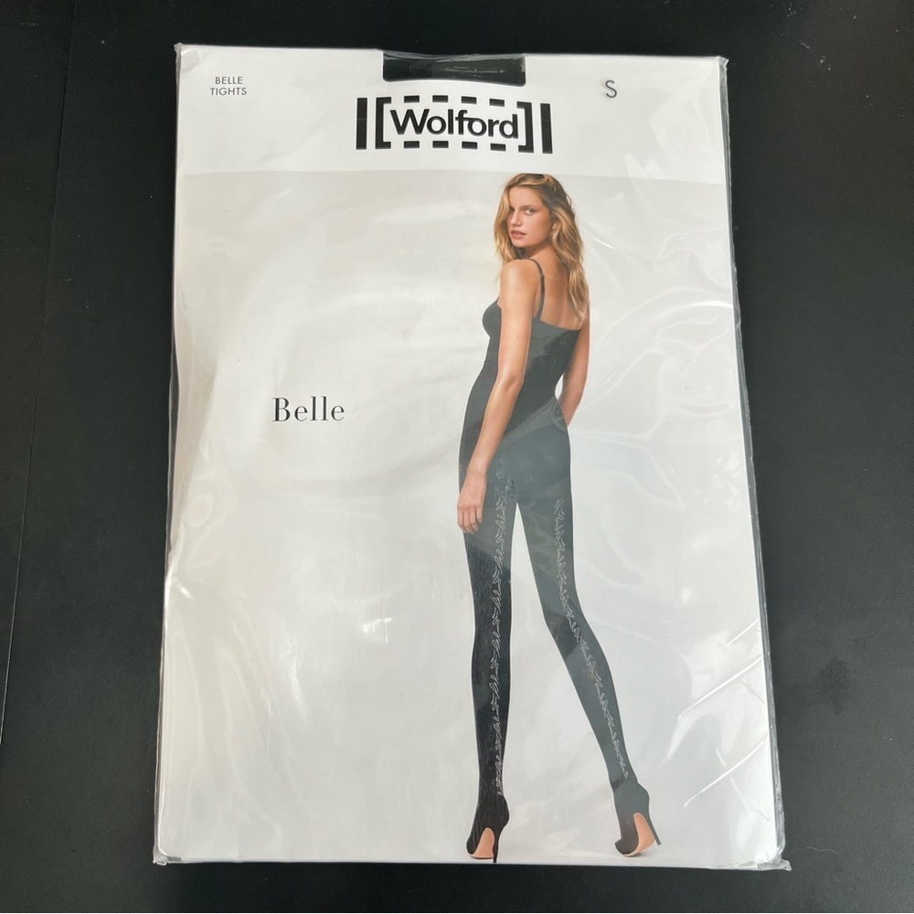 Wolford Belle Embellished Tights Black Silver Small Nip